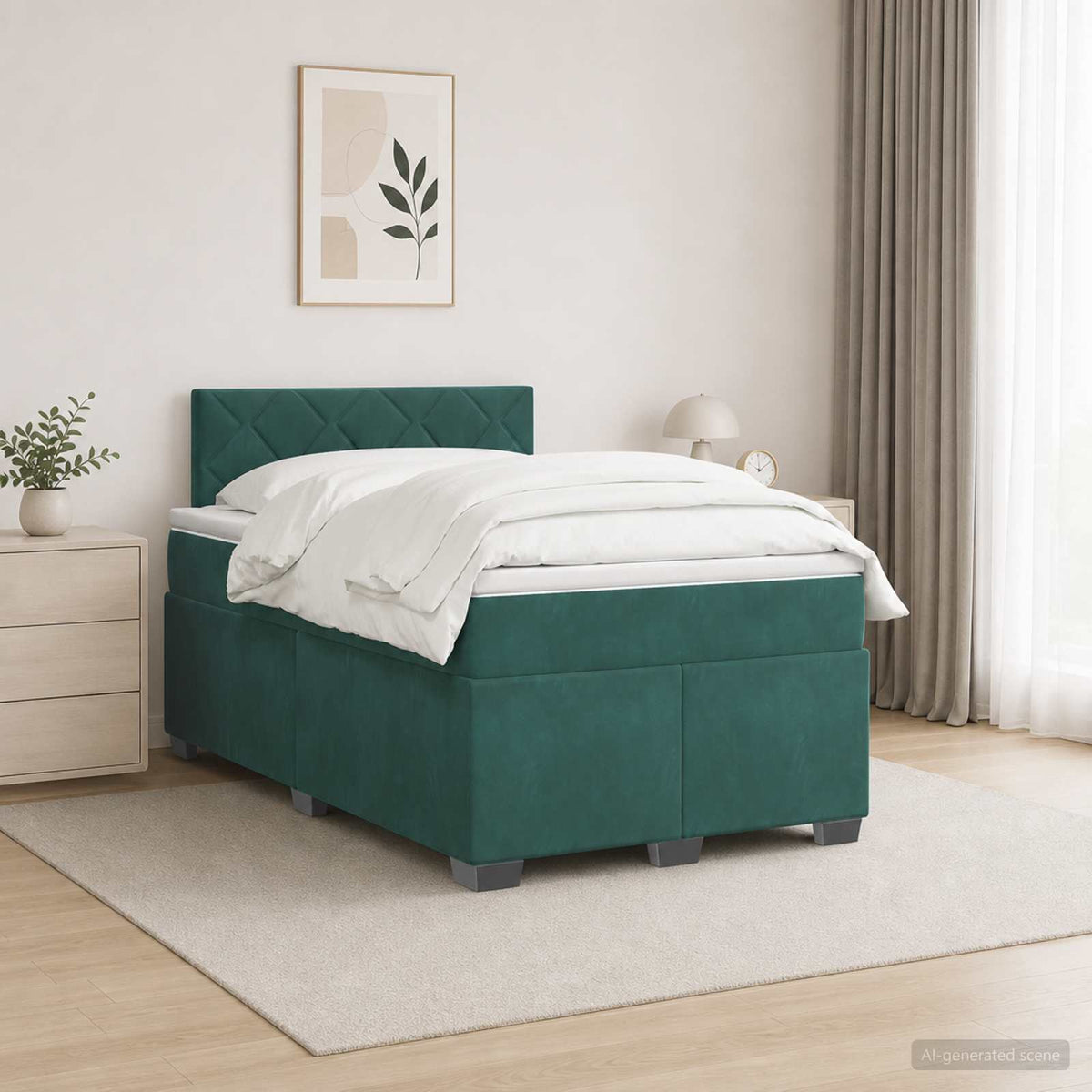 Boxspringbed met matras Donkergroen 120 x 190 cm Fluweel