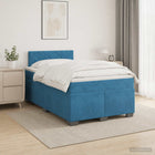 Boxspringbed met matras 120x190 cm blauw fluweel