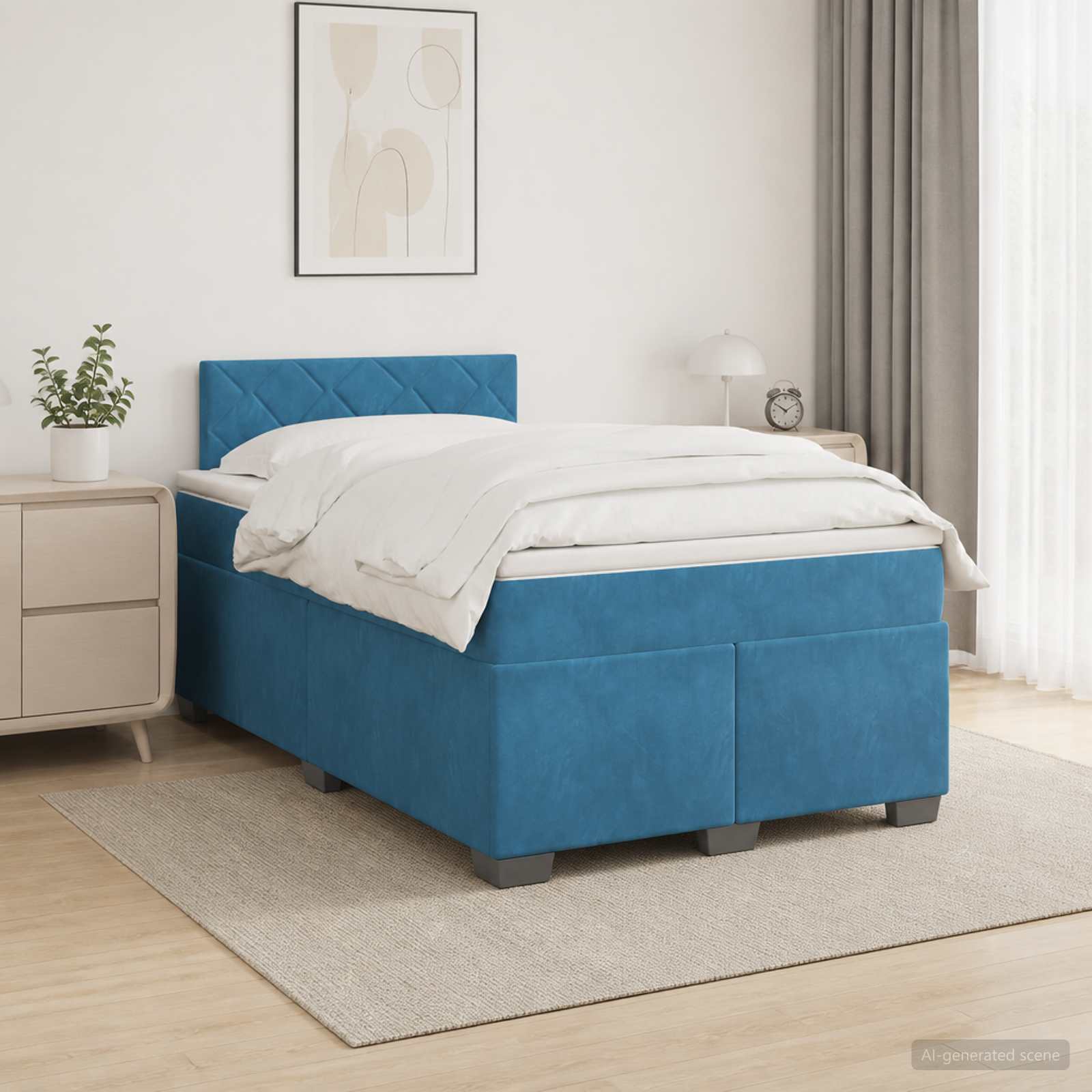 Boxspringbed met matras Blauw 120 x 190 cm Fluweel