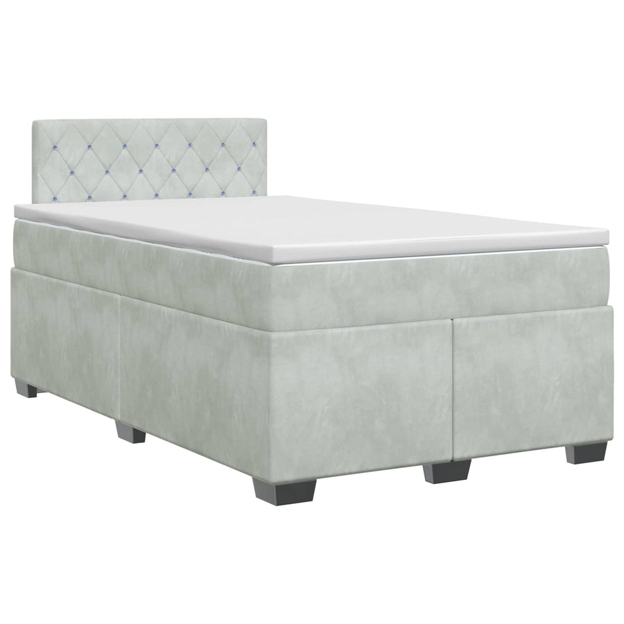 Boxspringbed met matras Lichtgrijs 120 x 200 cm Fluweel
