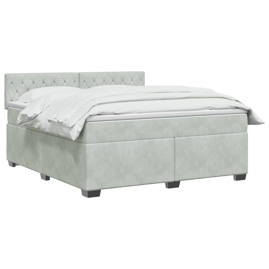 Boxspringbed met matras Lichtgrijs 140 x 190 cm Fluweel
