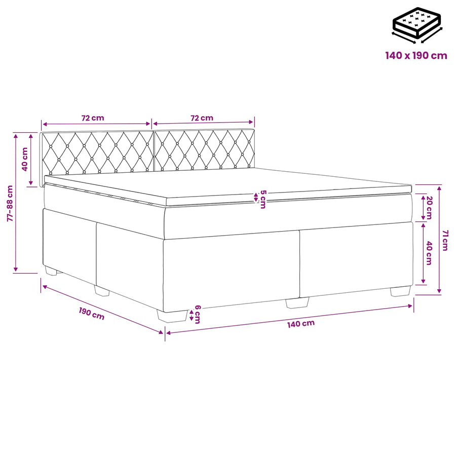 Boxspringbed met matras Donkergrijs 140 x 190 cm Fluweel