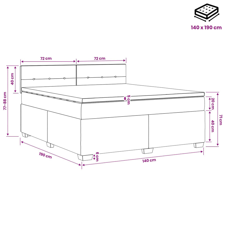 Boxspringbed met matras Zwart 140 x 190 cm Fluweel