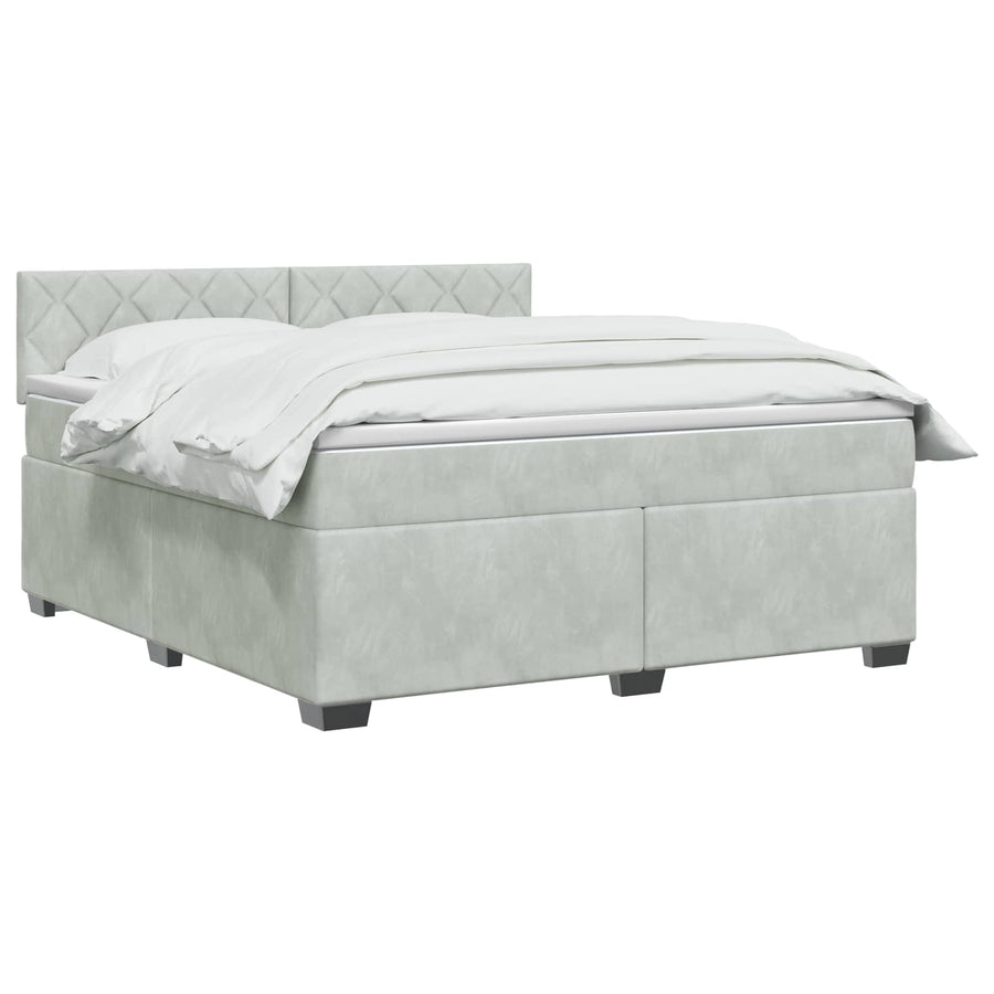Boxspringbed met matras Lichtgrijs 140 x 190 cm Fluweel