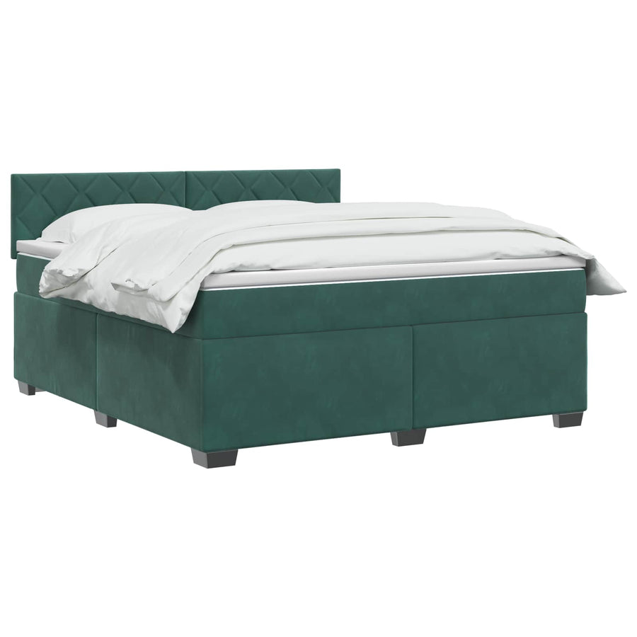 Boxspringbed met matras Donkergroen 140 x 190 cm Fluweel