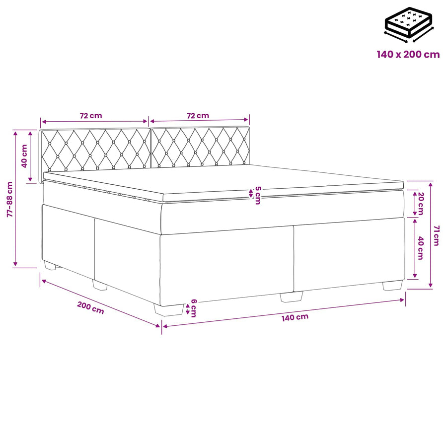 Boxspringbed met matras Donkergrijs 140 x 200 cm Fluweel
