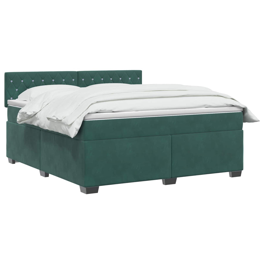 Boxspringbed met matras Donkergroen 140 x 200 cm Fluweel