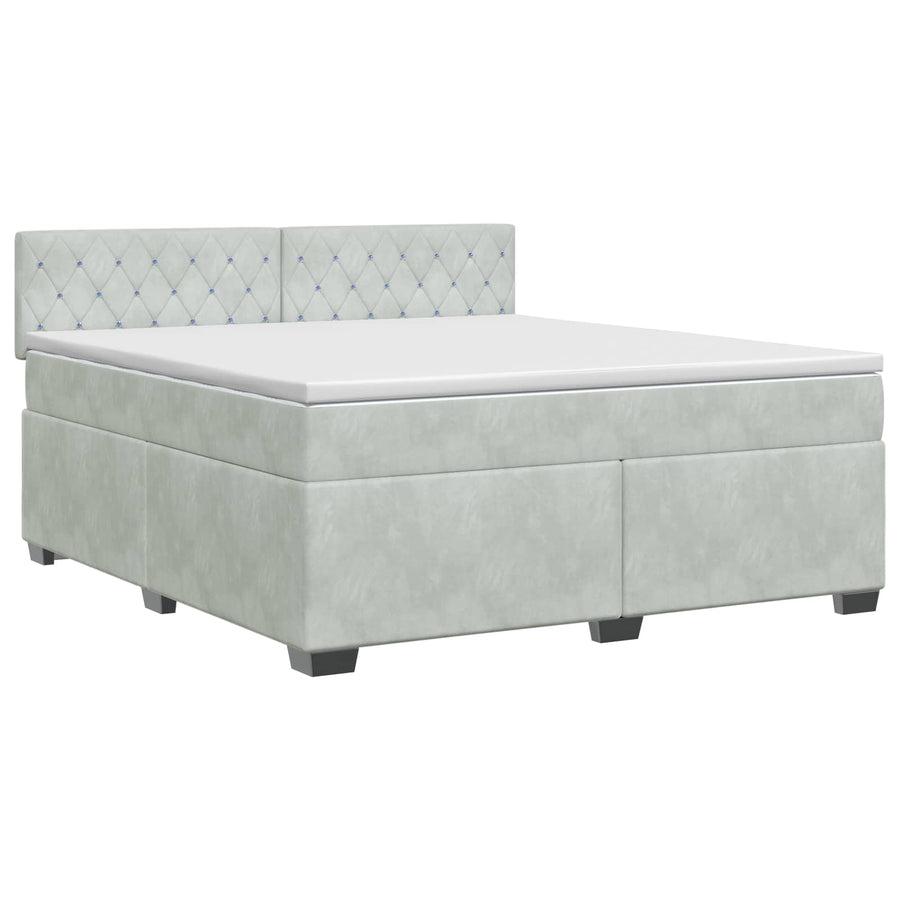 Boxspringbed met matras Lichtgrijs 160 x 200 cm Fluweel