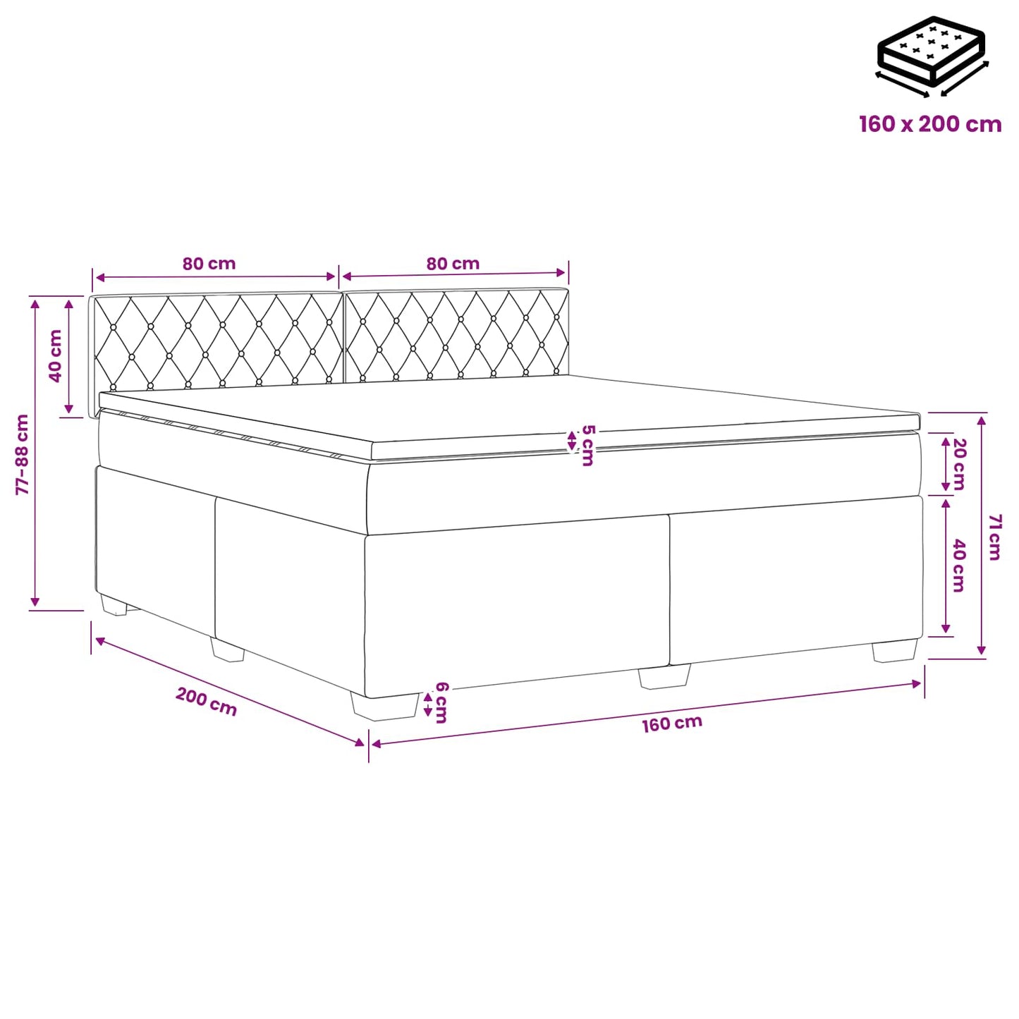 Boxspringbed met matras Roze 160 x 200 cm Fluweel