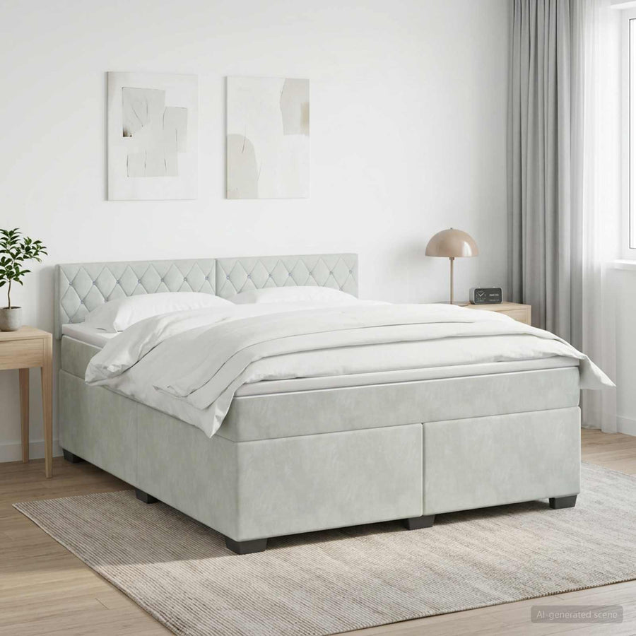 Boxspringbed met matras Lichtgrijs 180 x 200 cm Fluweel