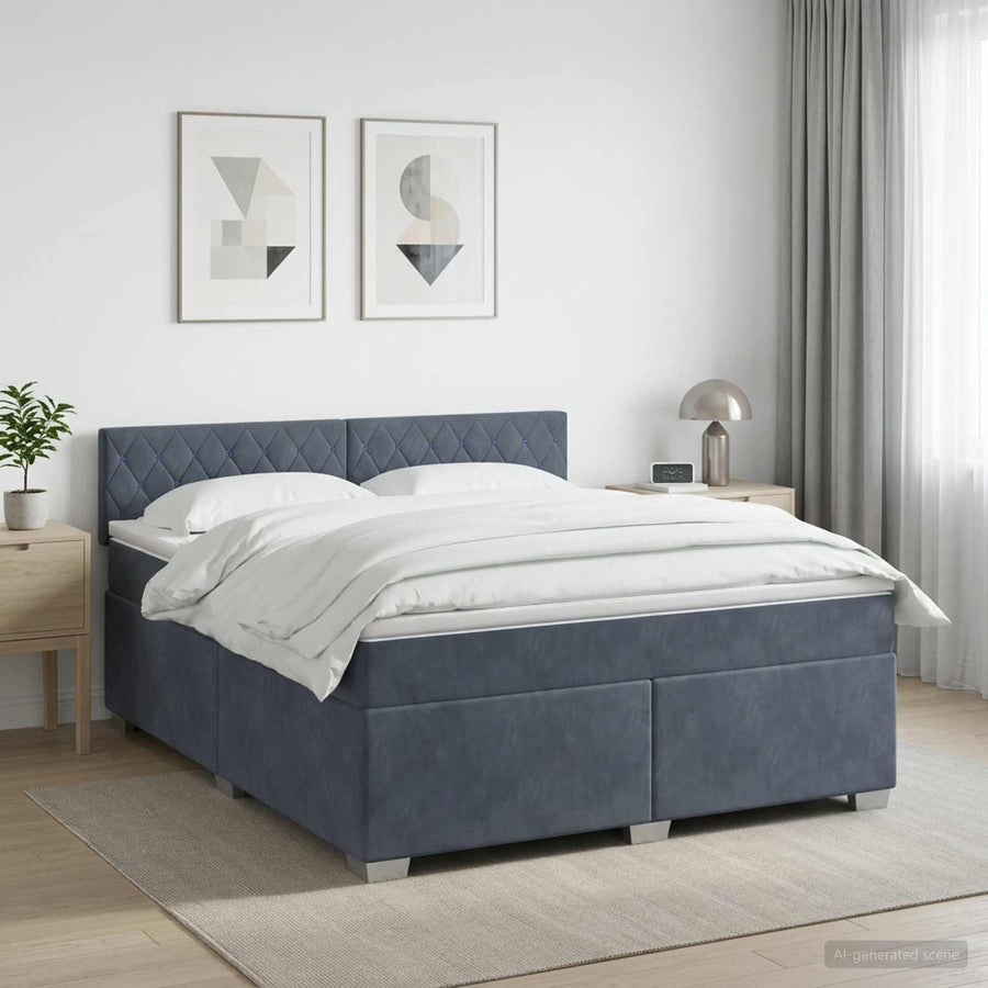 Boxspringbed met matras Donkergrijs 180 x 200 cm Fluweel