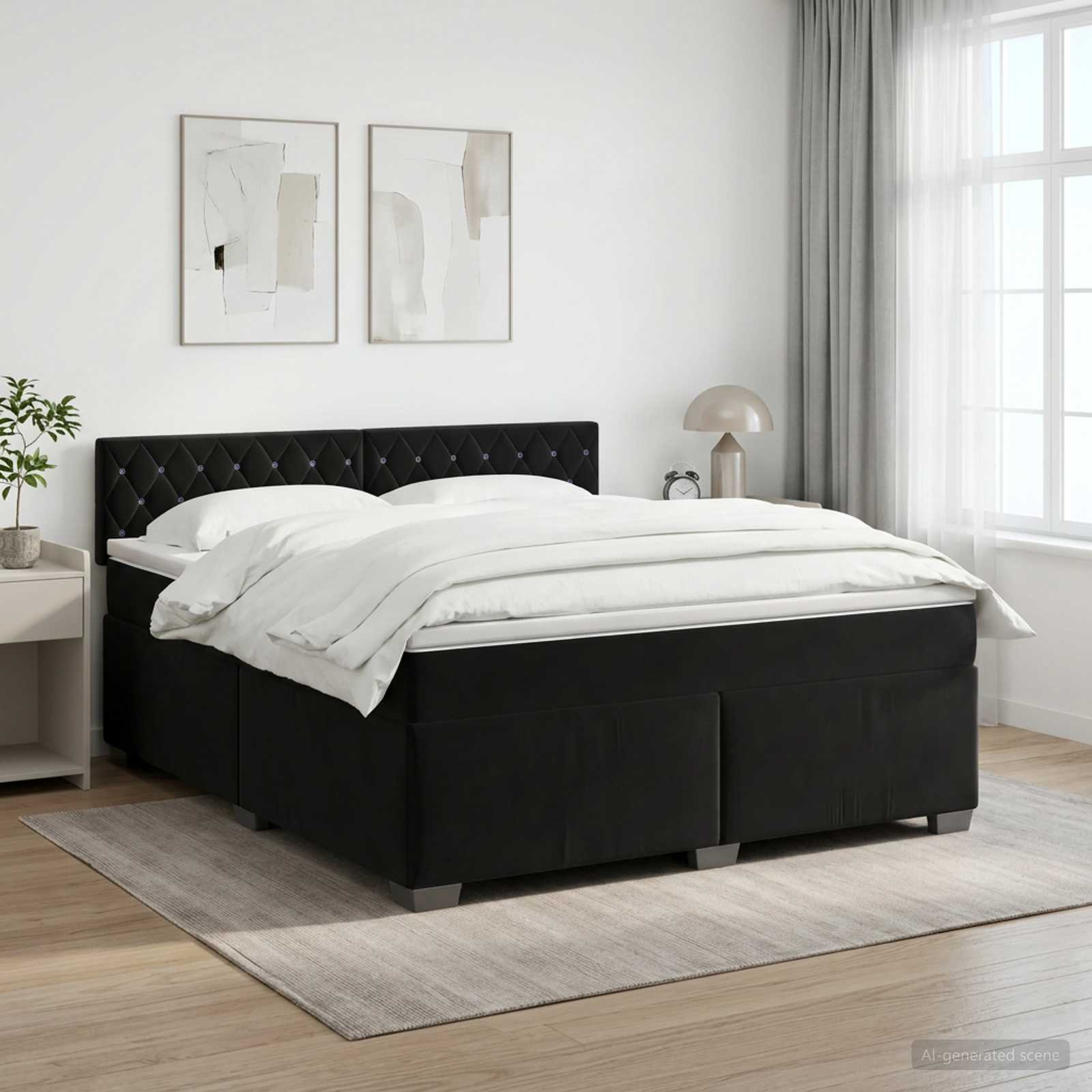 Boxspringbed met matras Zwart 140 x 190 cm Fluweel