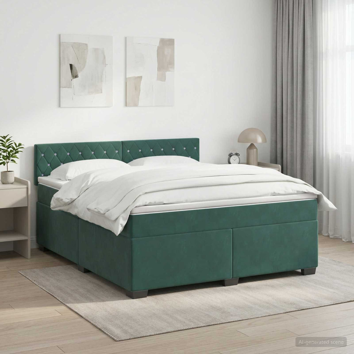 Boxspringbed met matras Donkergroen 160 x 200 cm Fluweel