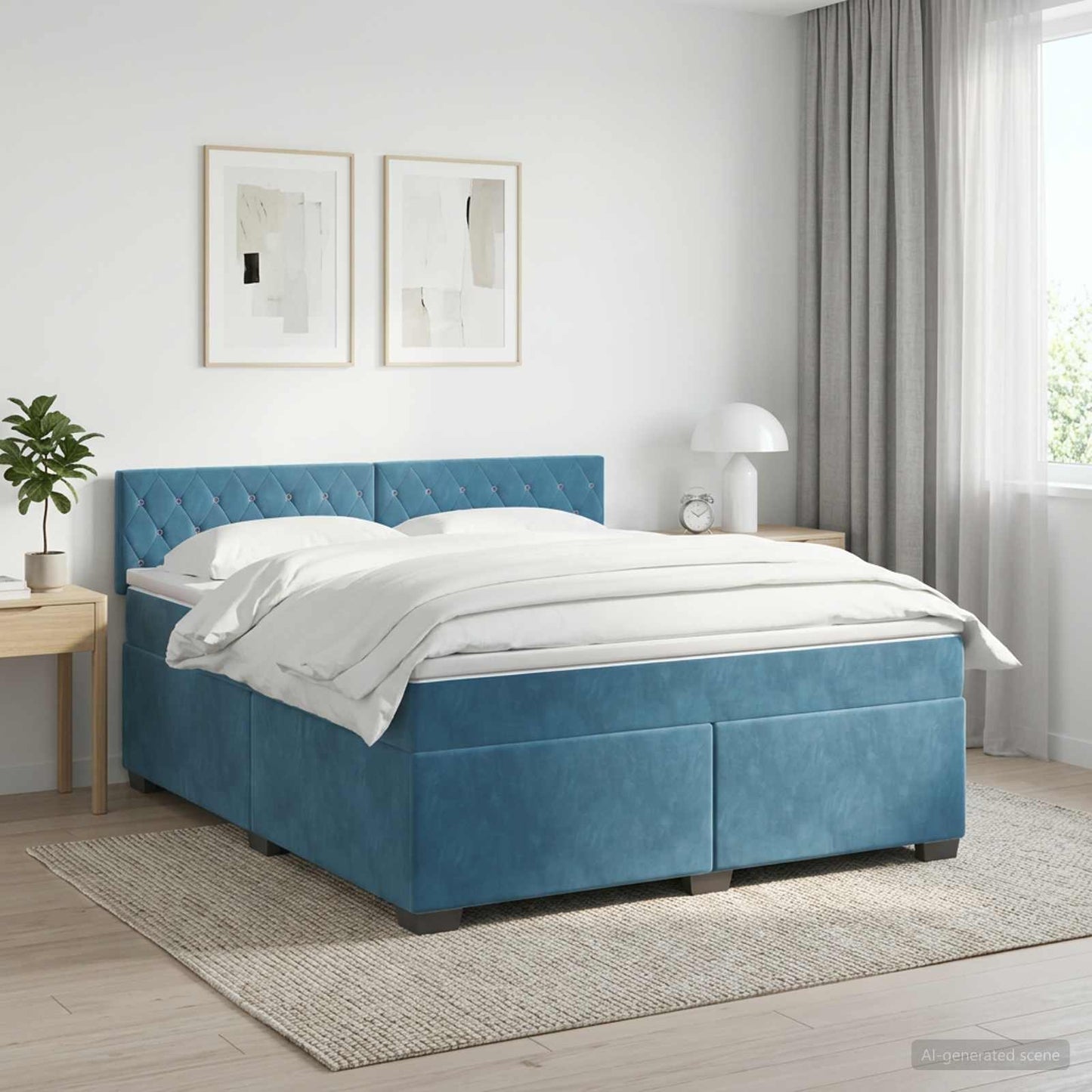 Boxspringbed met matras Donkerblauw 160 x 200 cm Fluweel