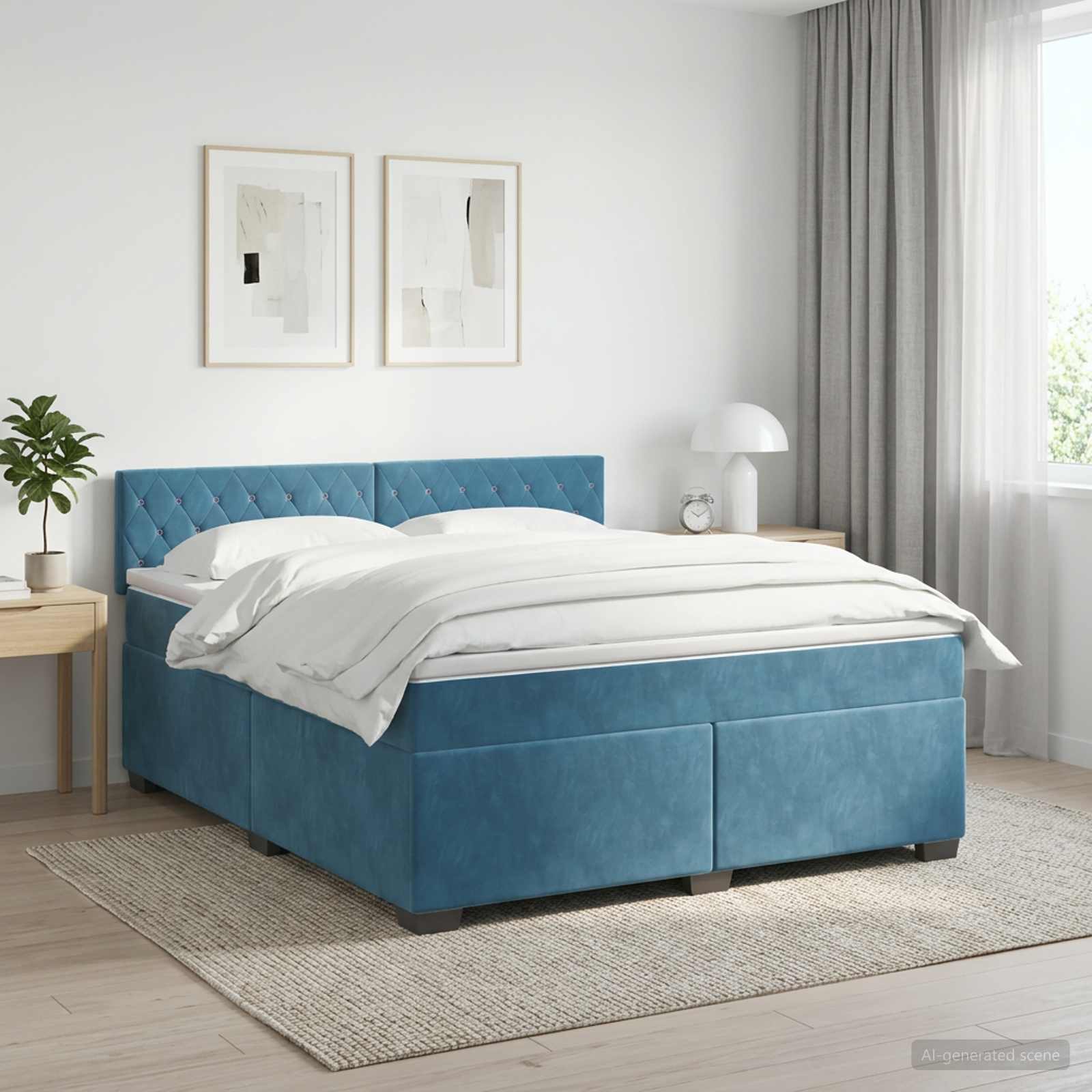 Boxspringbed met matras Donkerblauw 160 x 200 cm Fluweel