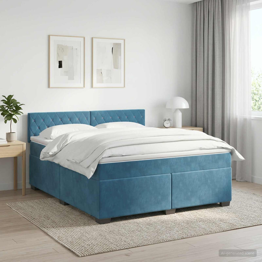 Boxspringbed met matras Donkerblauw 180 x 200 cm Fluweel