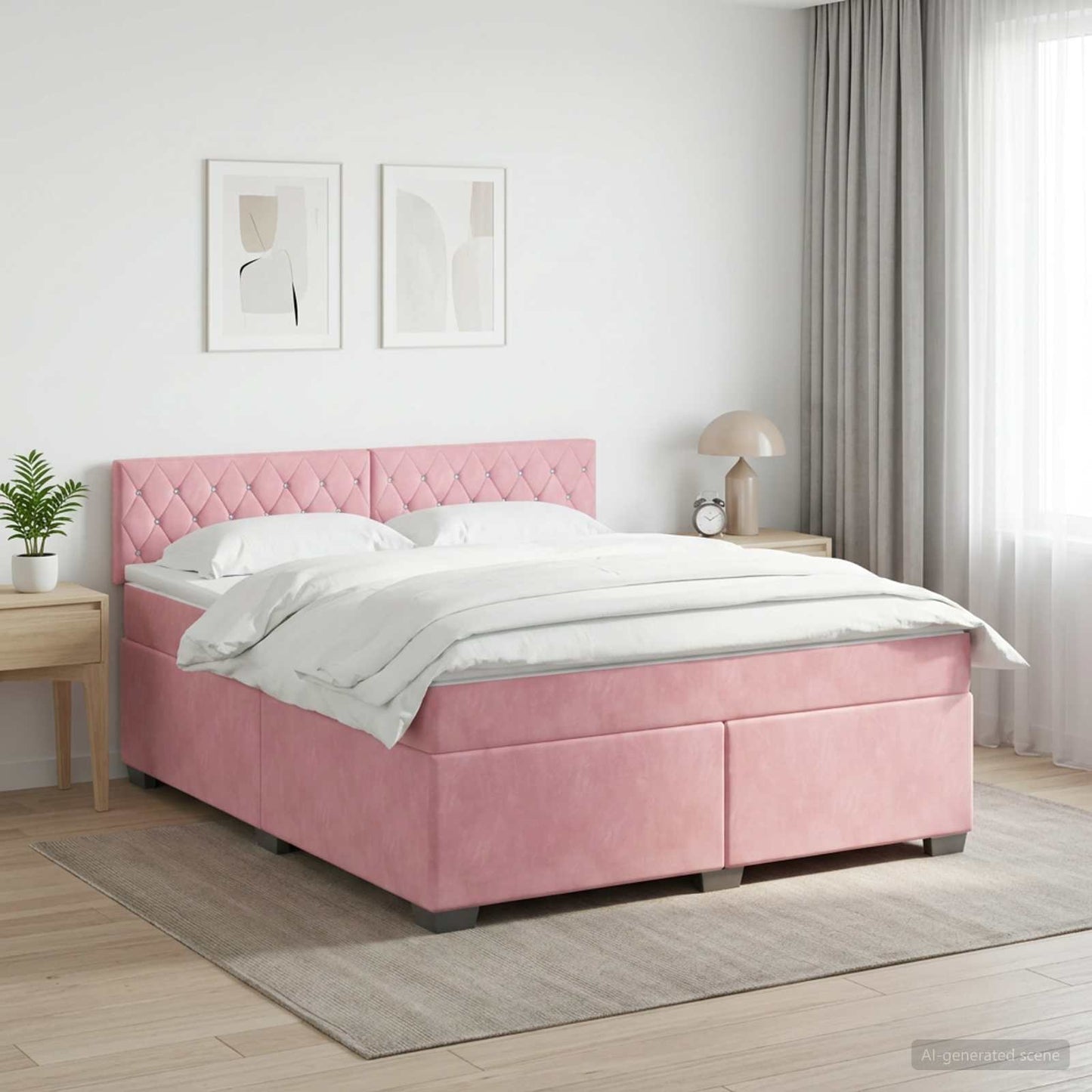 Boxspringbed met matras Roze 140 x 200 cm Fluweel