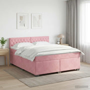 Boxspringbed 140x200 cm roze fluweel
