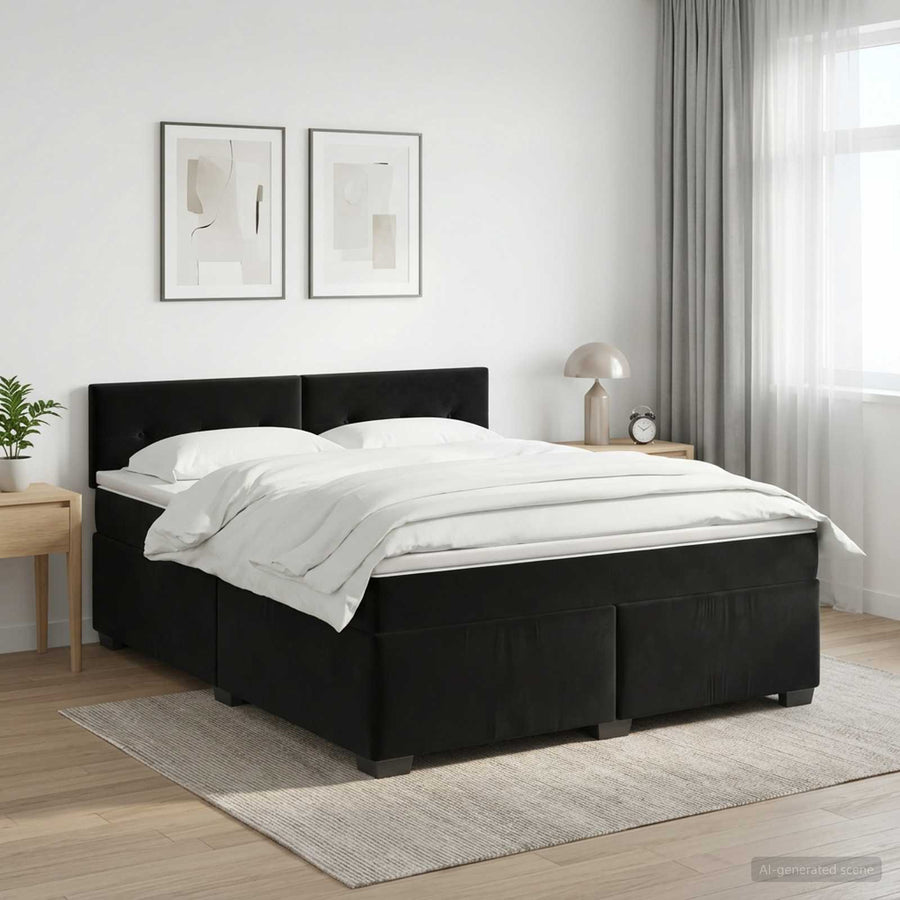 Boxspringbed met matras Zwart 180 x 200 cm Fluweel