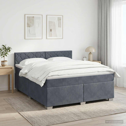 Boxspringbed met matras Donkergrijs 140 x 190 cm Fluweel