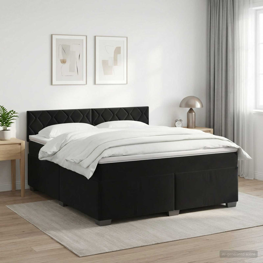Boxspringbed met matras Zwart 140 x 200 cm Fluweel