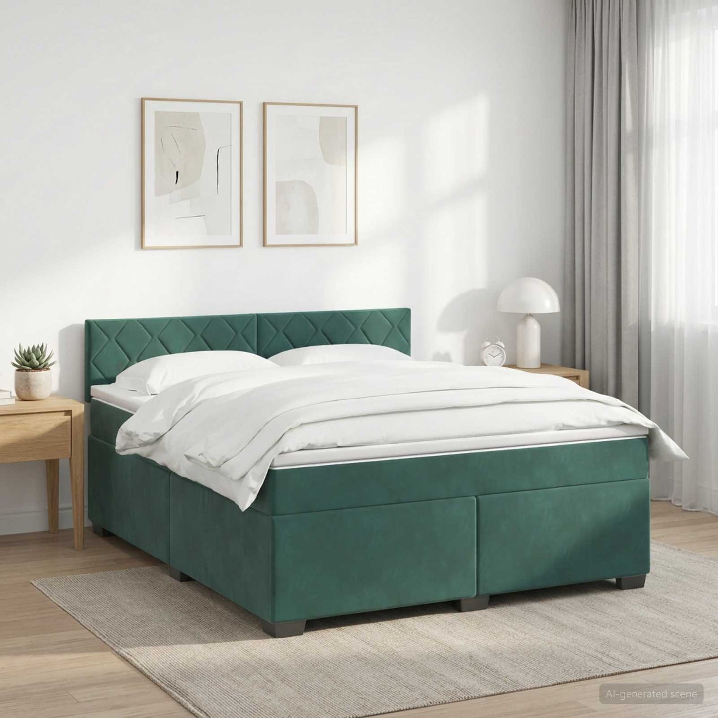 Boxspringbed met matras Donkergroen 160 x 200 cm Fluweel