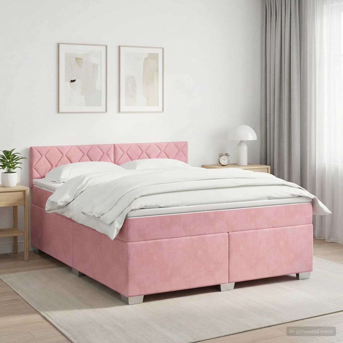 Boxspringbed met matras Roze 140 x 190 cm Fluweel