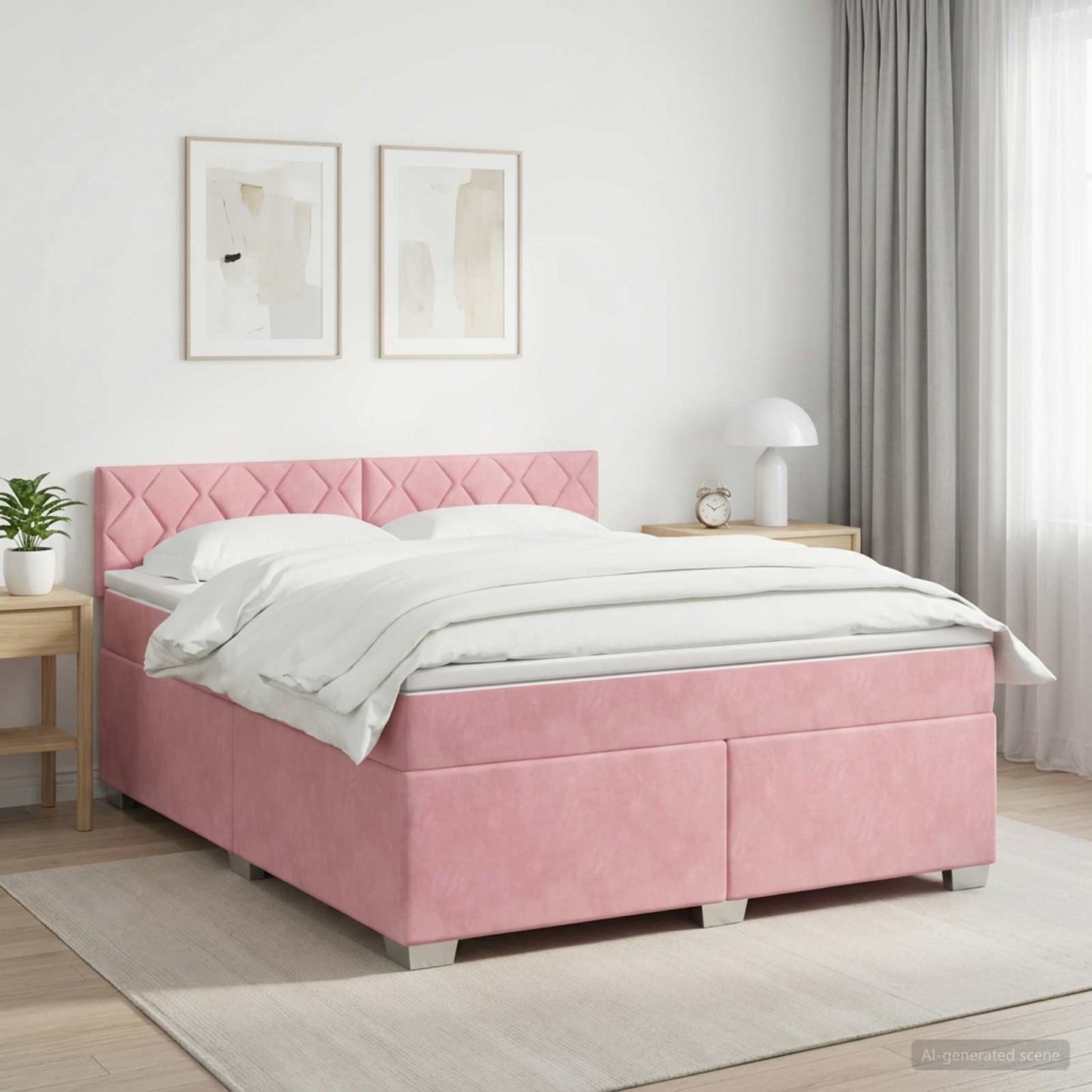 Boxspringbed met matras Roze 140 x 200 cm Fluweel