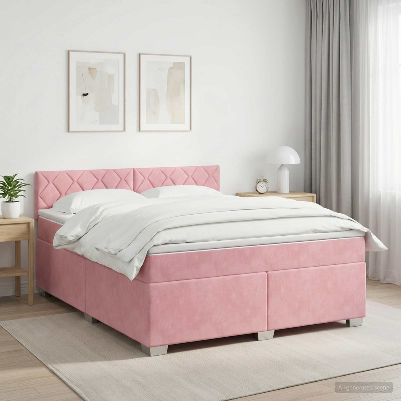 Boxspringbed met matras Roze 140 x 200 cm Fluweel