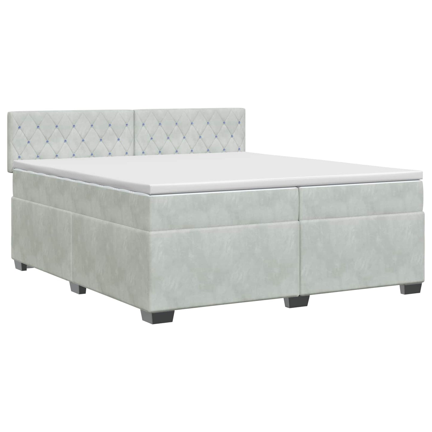 Boxspringbed met matras Lichtgrijs 200 x 200 cm Fluweel