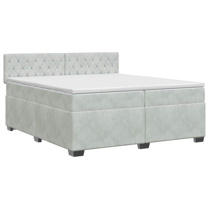 Boxspringbed met matras Lichtgrijs 200 x 200 cm Fluweel