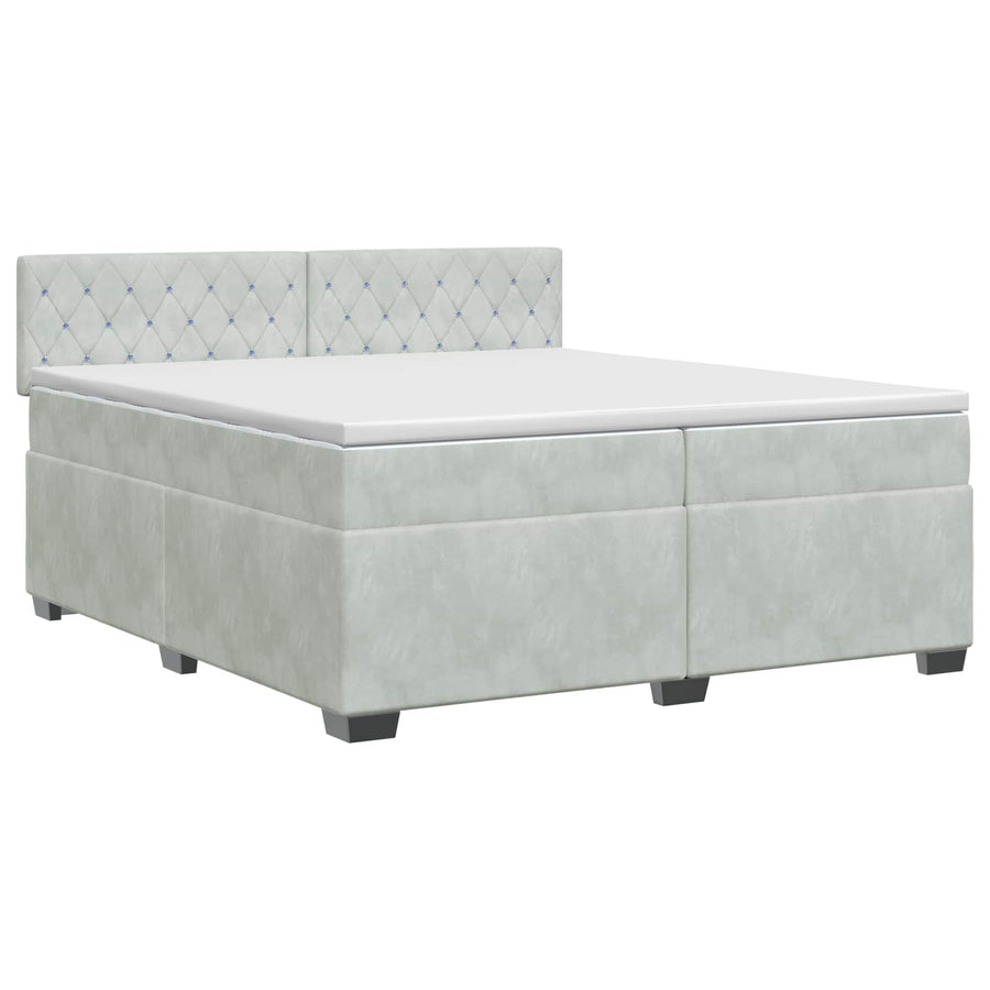Boxspringbed met matras Lichtgrijs 200 x 200 cm Fluweel