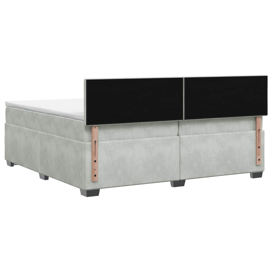 Boxspringbed met matras Lichtgrijs 200 x 200 cm Fluweel