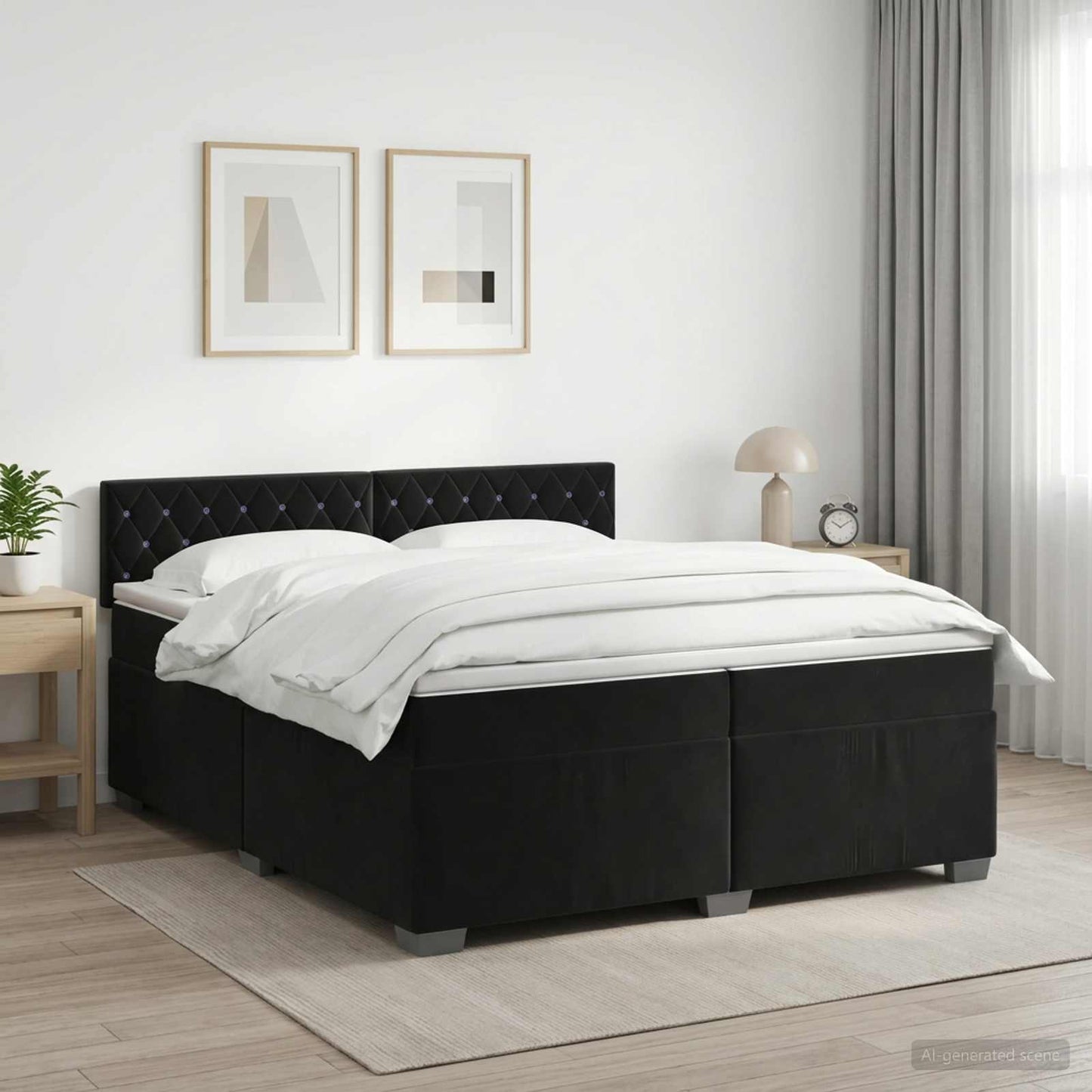 Boxspringbed met matras Zwart 200 x 200 cm Fluweel