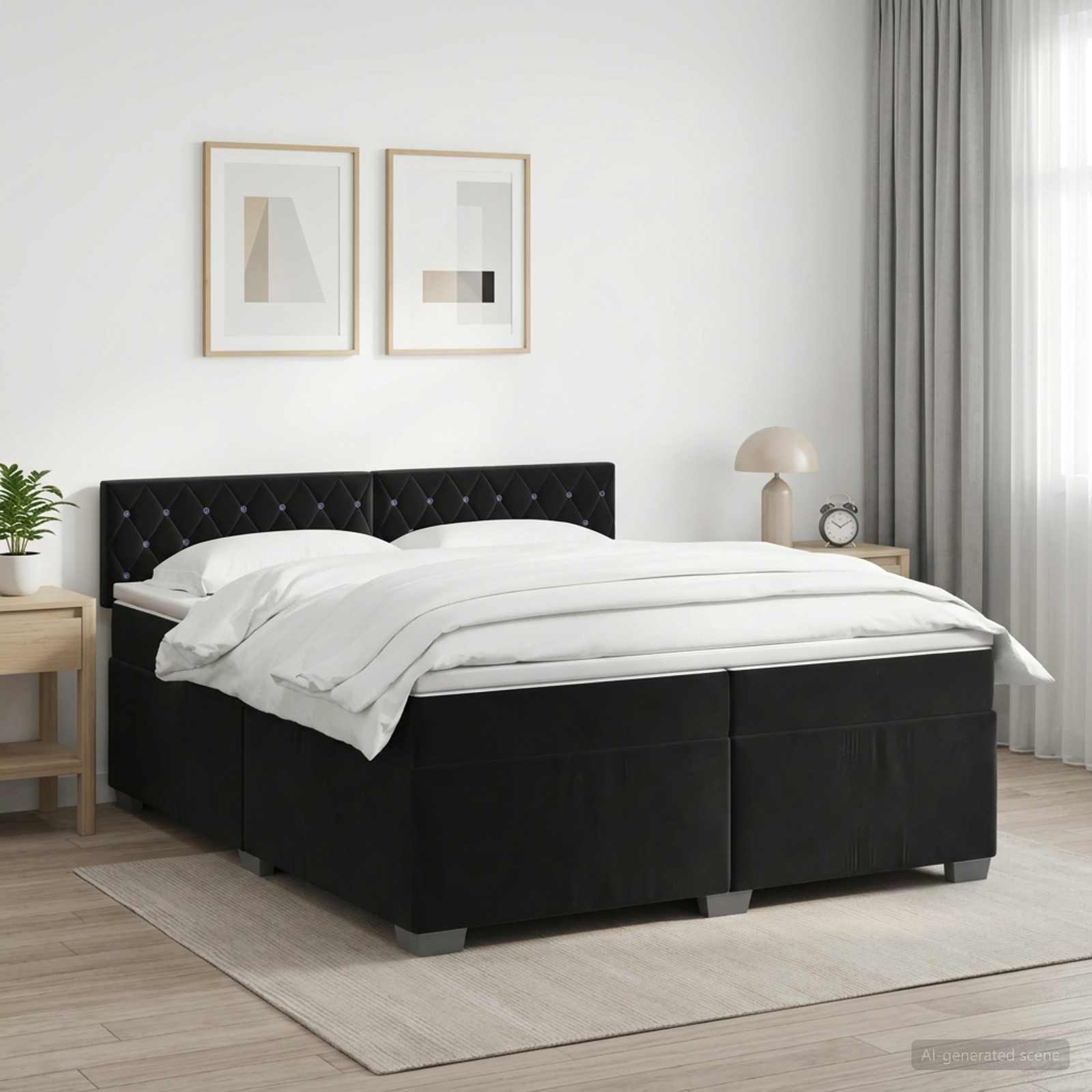 Boxspringbed met matras Zwart 200 x 200 cm Fluweel