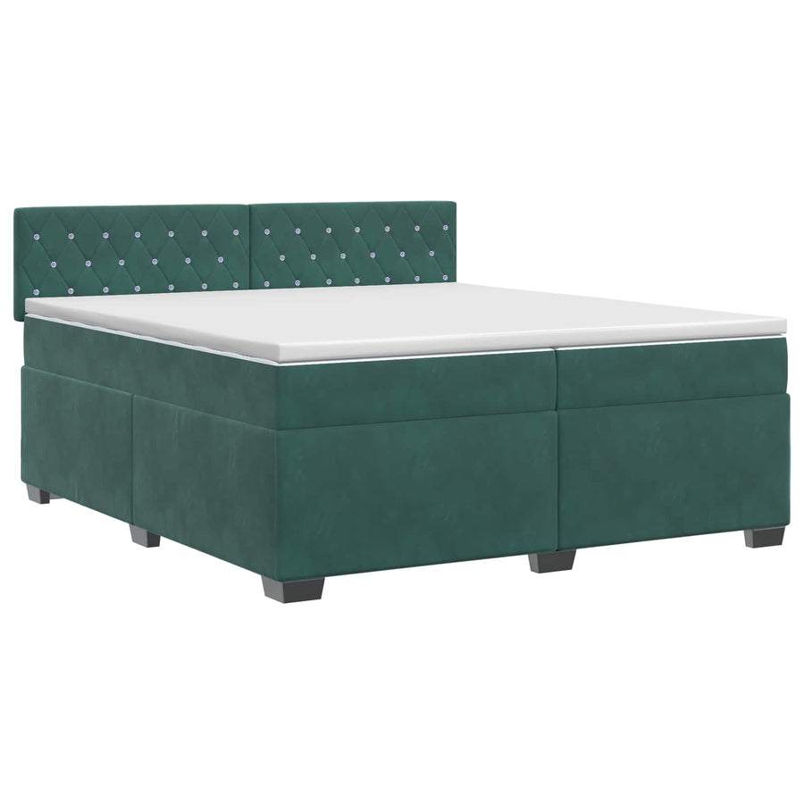 Boxspringbed met matras Donkergroen 200 x 200 cm Fluweel