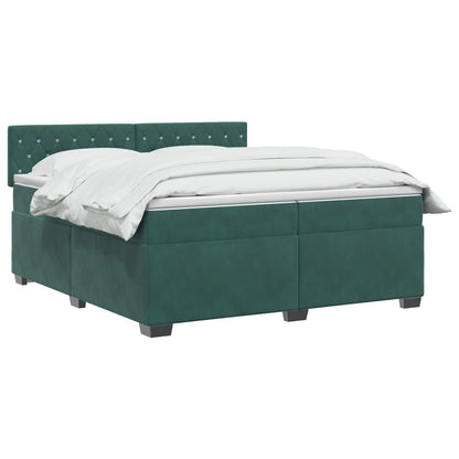Boxspringbed met matras Donkergroen 200 x 200 cm Fluweel