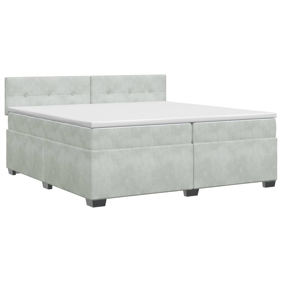 Boxspringbed met matras Lichtgrijs 200 x 200 cm Fluweel