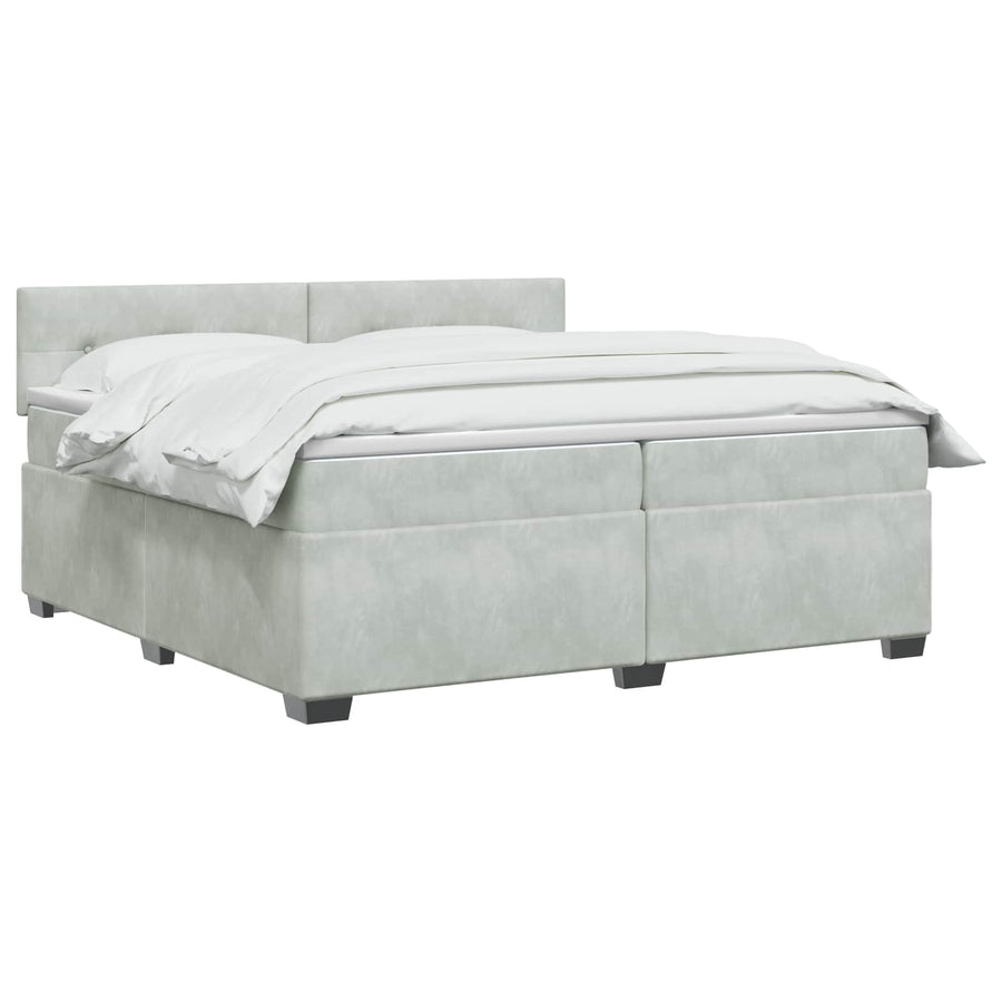 Boxspringbed met matras Lichtgrijs 200 x 200 cm Fluweel