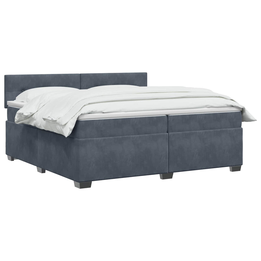 Boxspringbed met matras Donkergrijs 200 x 200 cm Fluweel