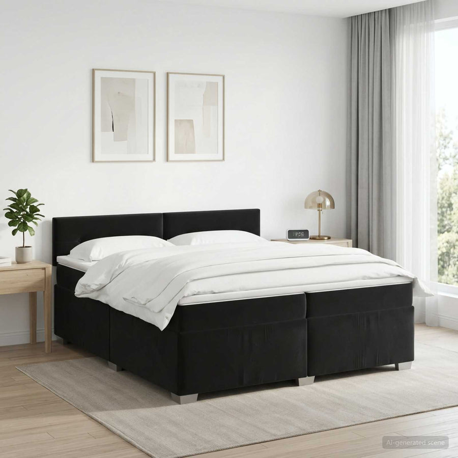 Boxspringbed met matras Zwart 200 x 200 cm Fluweel
