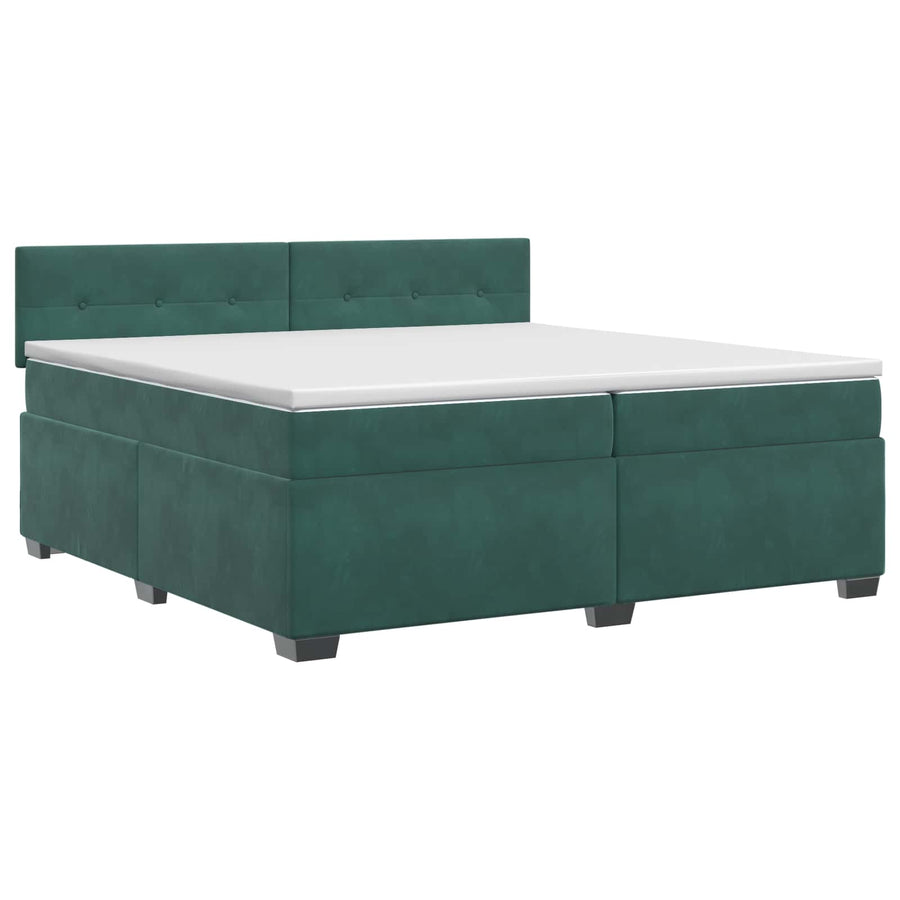 Boxspringbed met matras Donkergroen 200 x 200 cm Fluweel
