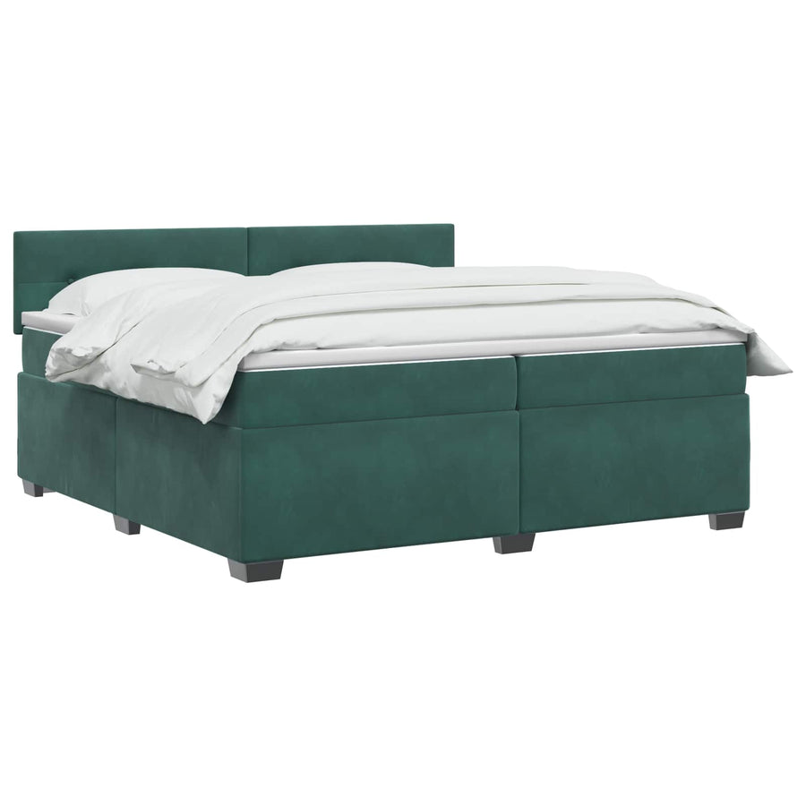 Boxspringbed met matras Donkergroen 200 x 200 cm Fluweel