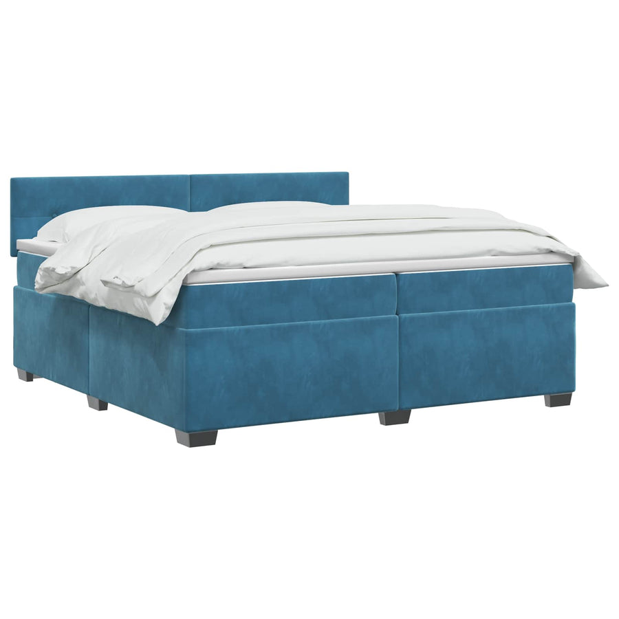 Boxspringbed met matras Donkerblauw 200 x 200 cm Fluweel