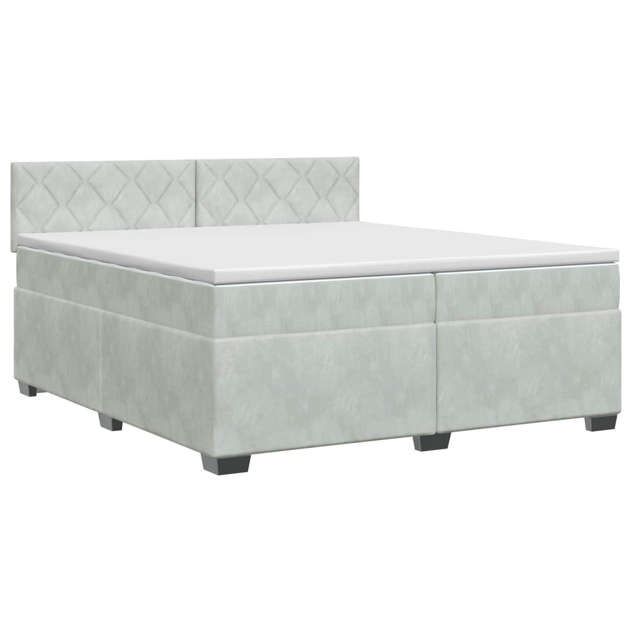 Boxspringbed met matras Lichtgrijs 200 x 200 cm Fluweel