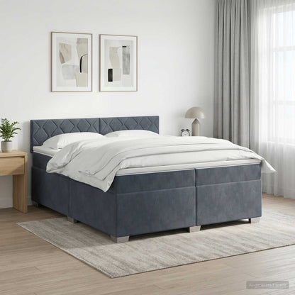 Boxspringbed met matras Donkergrijs 200 x 200 cm Fluweel