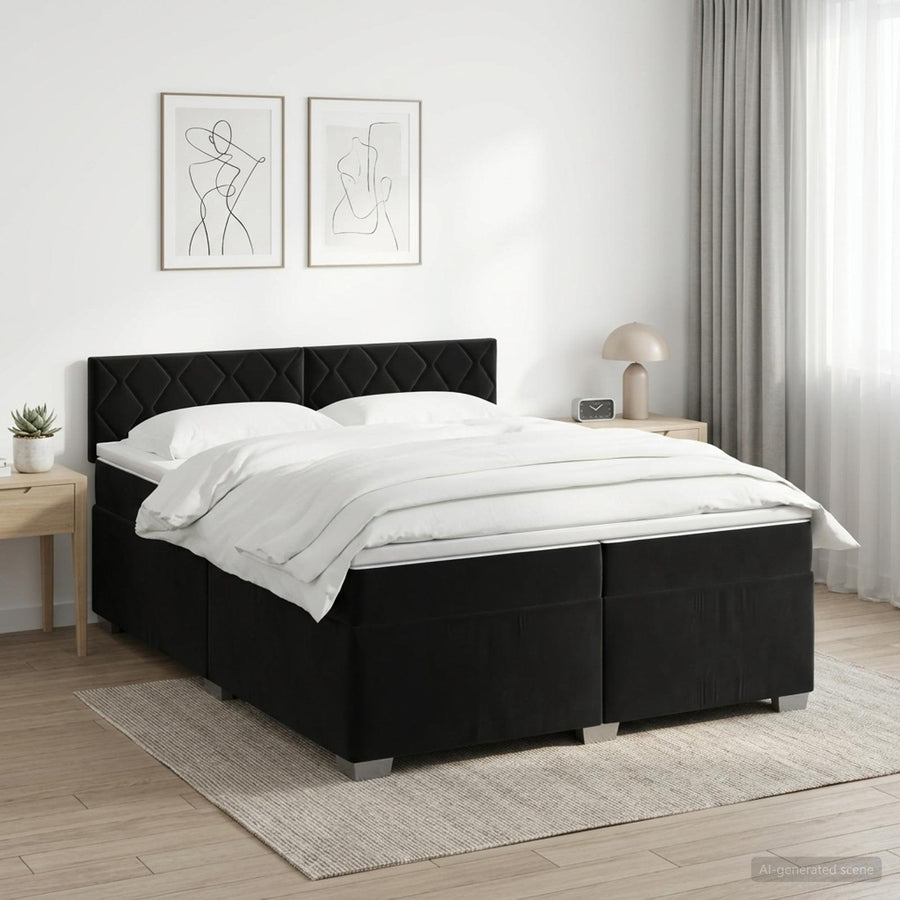 Boxspringbed met matras Zwart 200 x 200 cm Fluweel