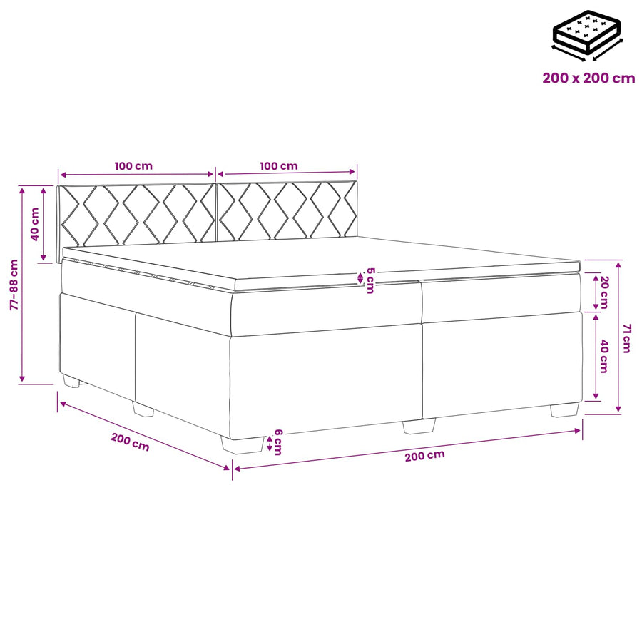 Boxspringbed met matras Zwart 200 x 200 cm Fluweel