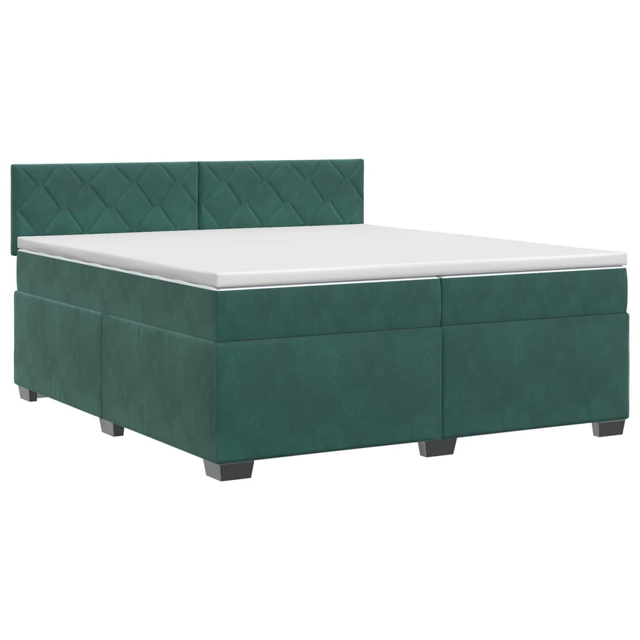 Boxspringbed met matras Donkergroen 200 x 200 cm Fluweel