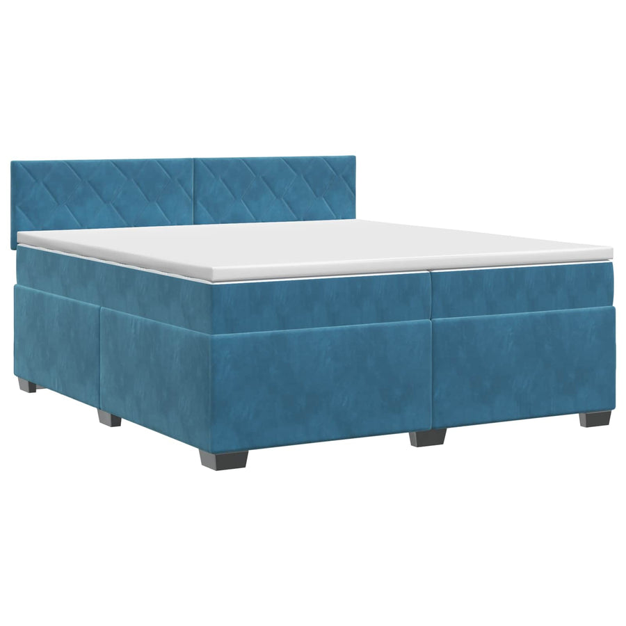 Boxspringbed met matras Donkerblauw 200 x 200 cm Fluweel